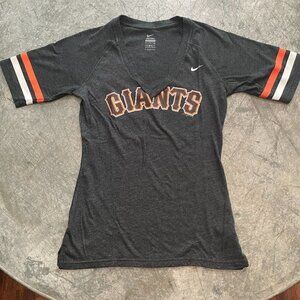 Nike San Francisco Giants Baseball Tee Shirt Womens Small Charcoal Gray Orange